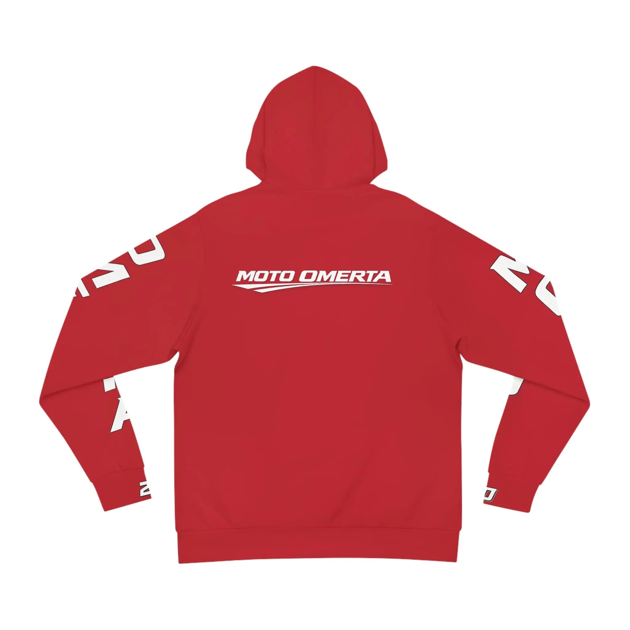 Red Men's Moto Omerta Hoodie - Light Weight Polyester Printify