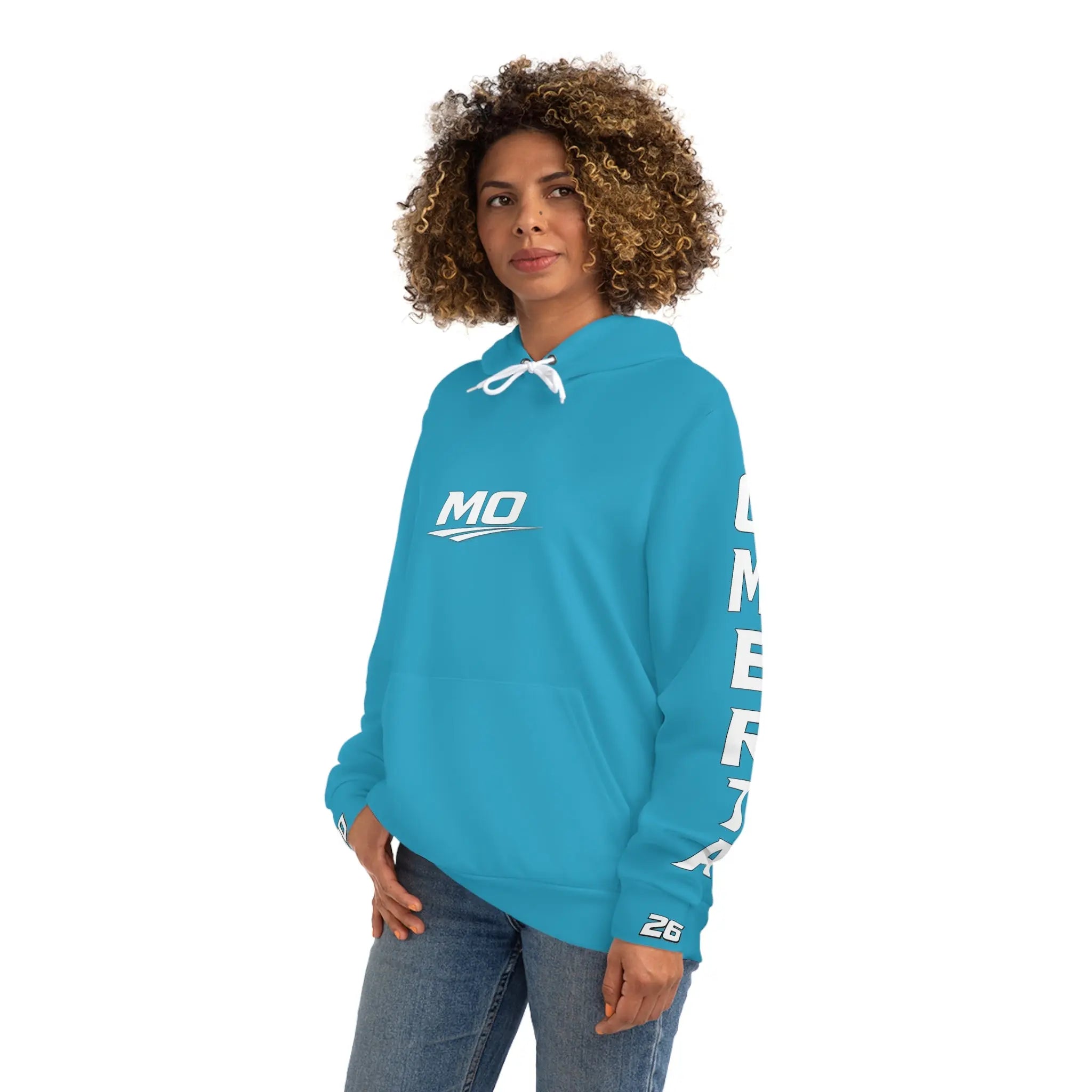 Turquois Women's Moto Omerta Hoodie - Light Weight Polyester Printify