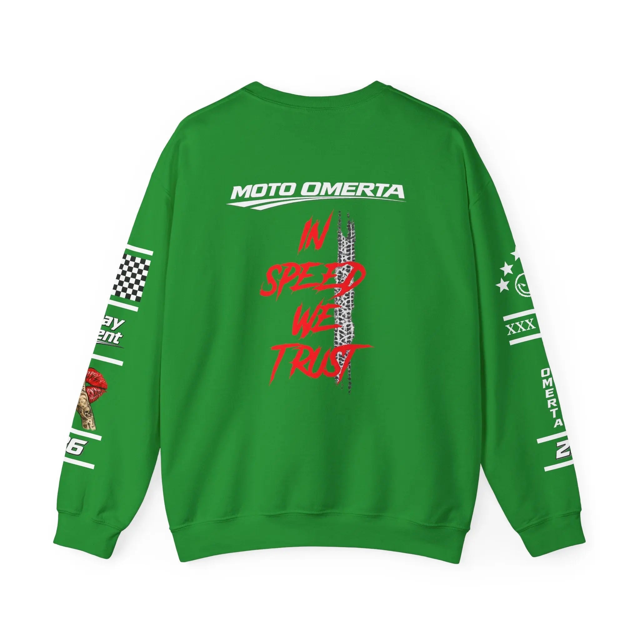 Men's MOTO OMERTA “In Speed We Trust” Crewneck Printify