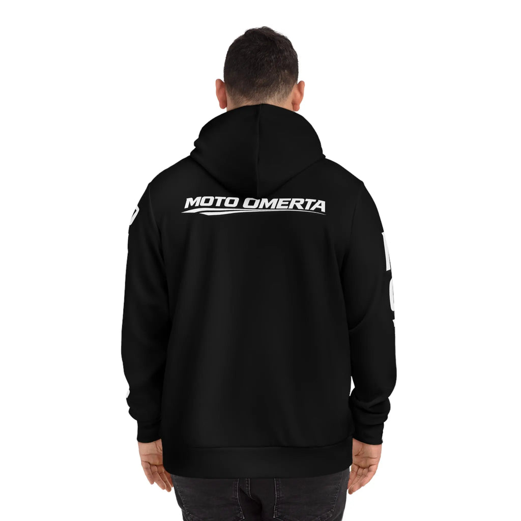 Black Men's Moto Omerta Hoodie - Light Weight Polyester Printify