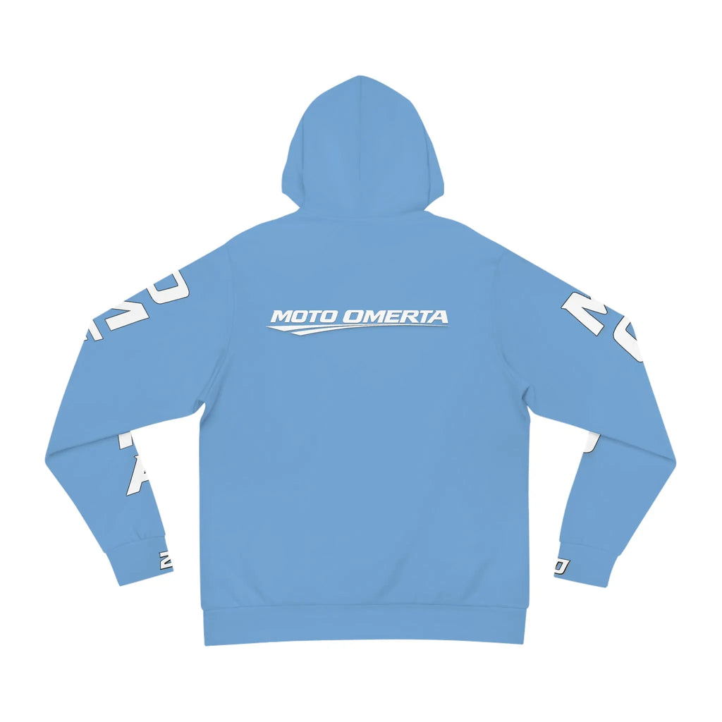 Light Blue Men's Moto Omerta Hoodie - Light Weight Polyester Printify