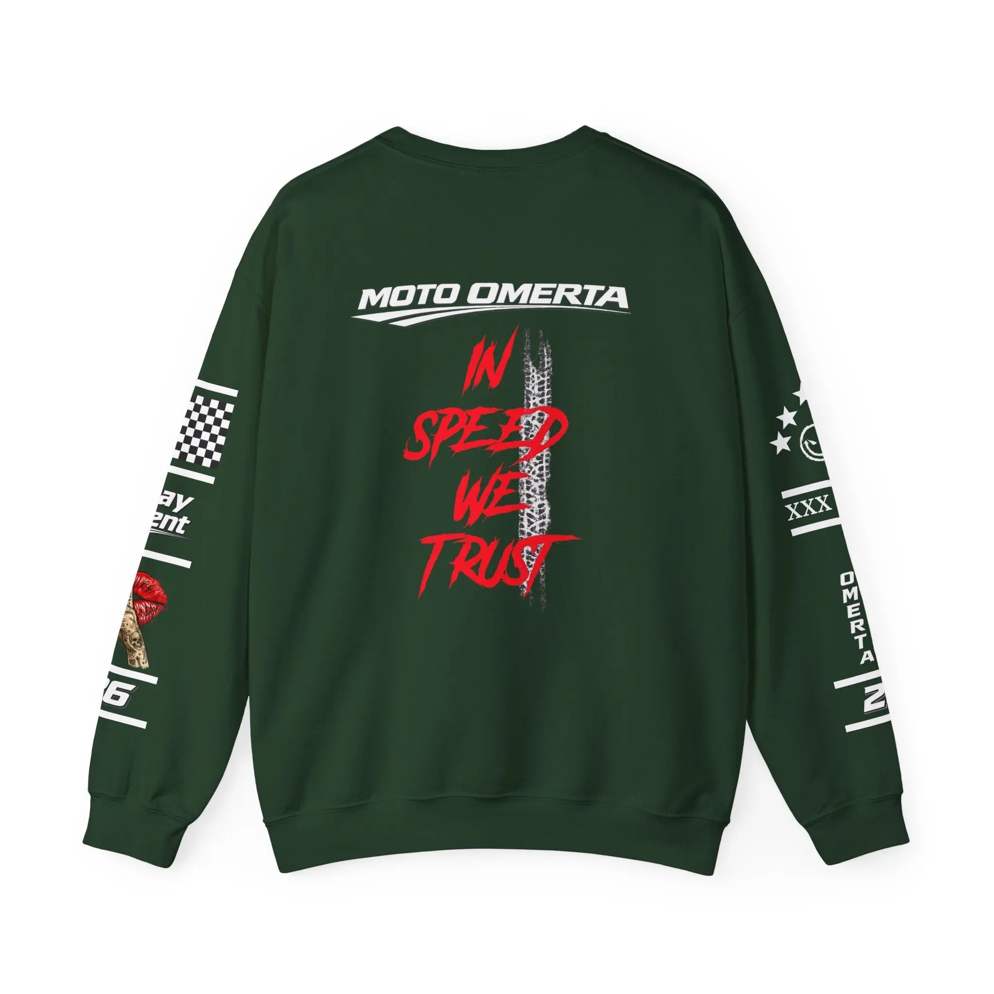 Men's MOTO OMERTA “In Speed We Trust” Crewneck Printify