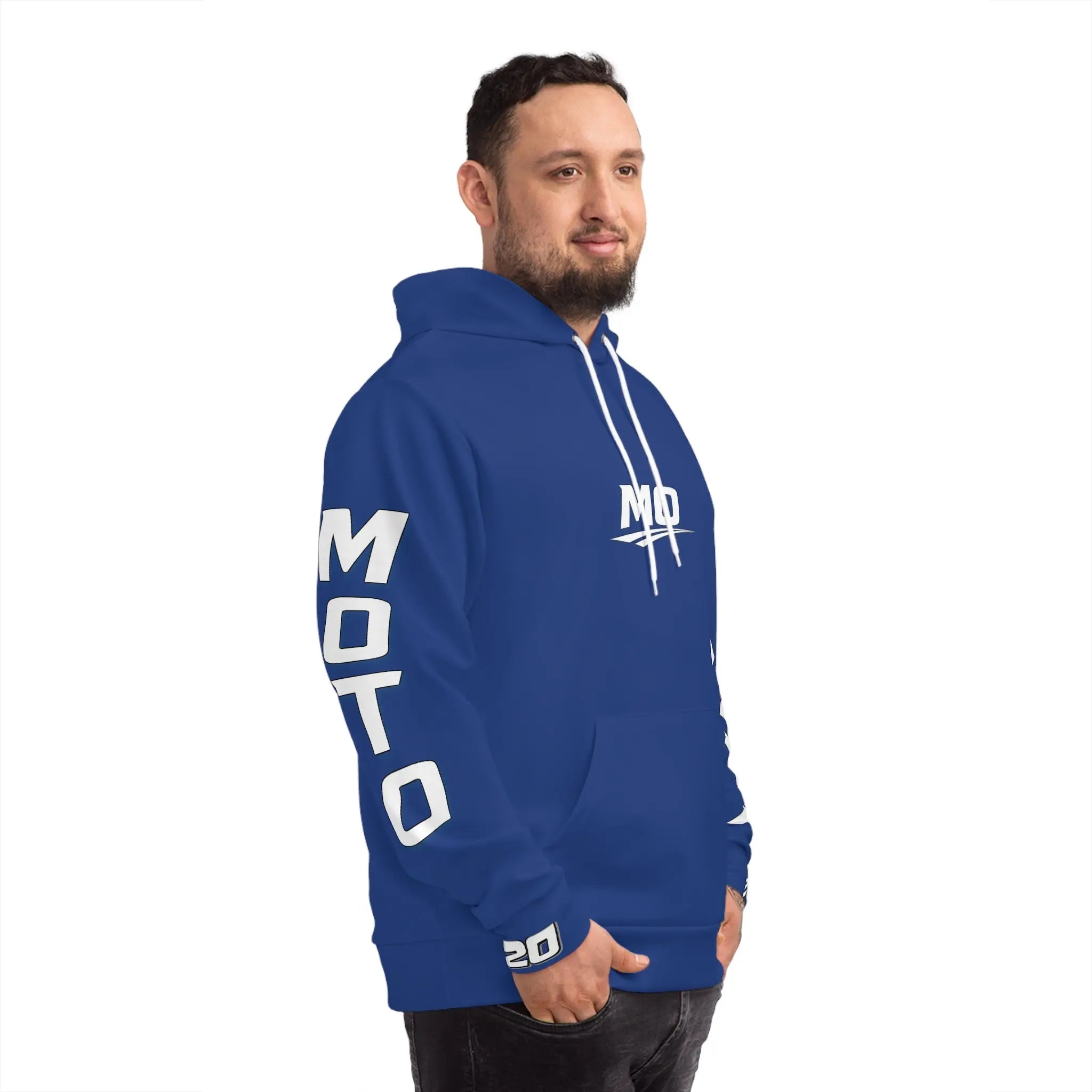 Blue Men's Moto Omerta Hoodie - Light Weight Polyester Printify