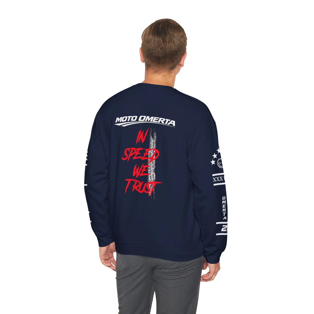 Men's MOTO OMERTA “In Speed We Trust” Crewneck Printify
