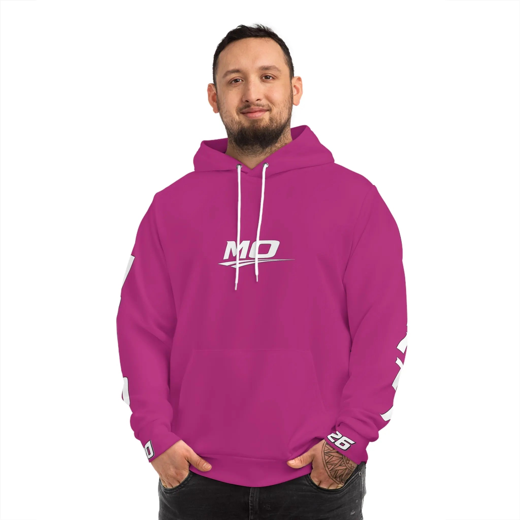 Pink Men's Moto Omerta Hoodie - Light Weight Polyester Printify