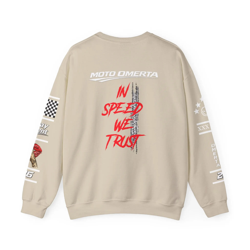 Men's MOTO OMERTA “In Speed We Trust” Crewneck Printify