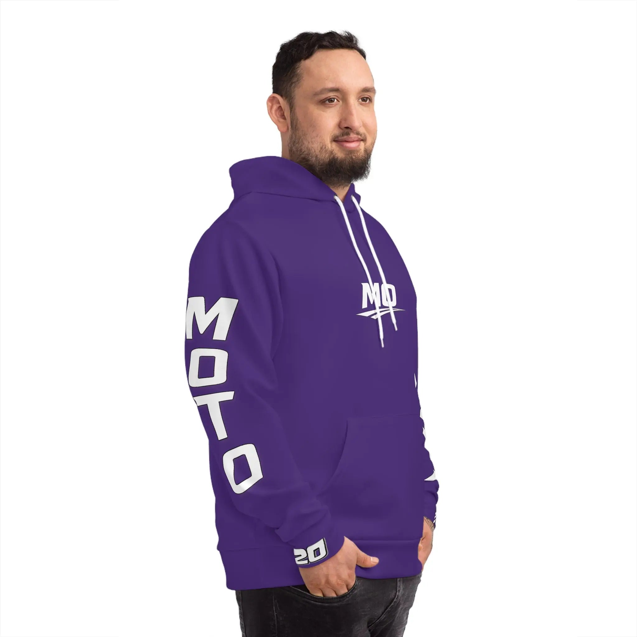 Purple Men's Moto Omerta Hoodie - Light Weight Polyester Printify