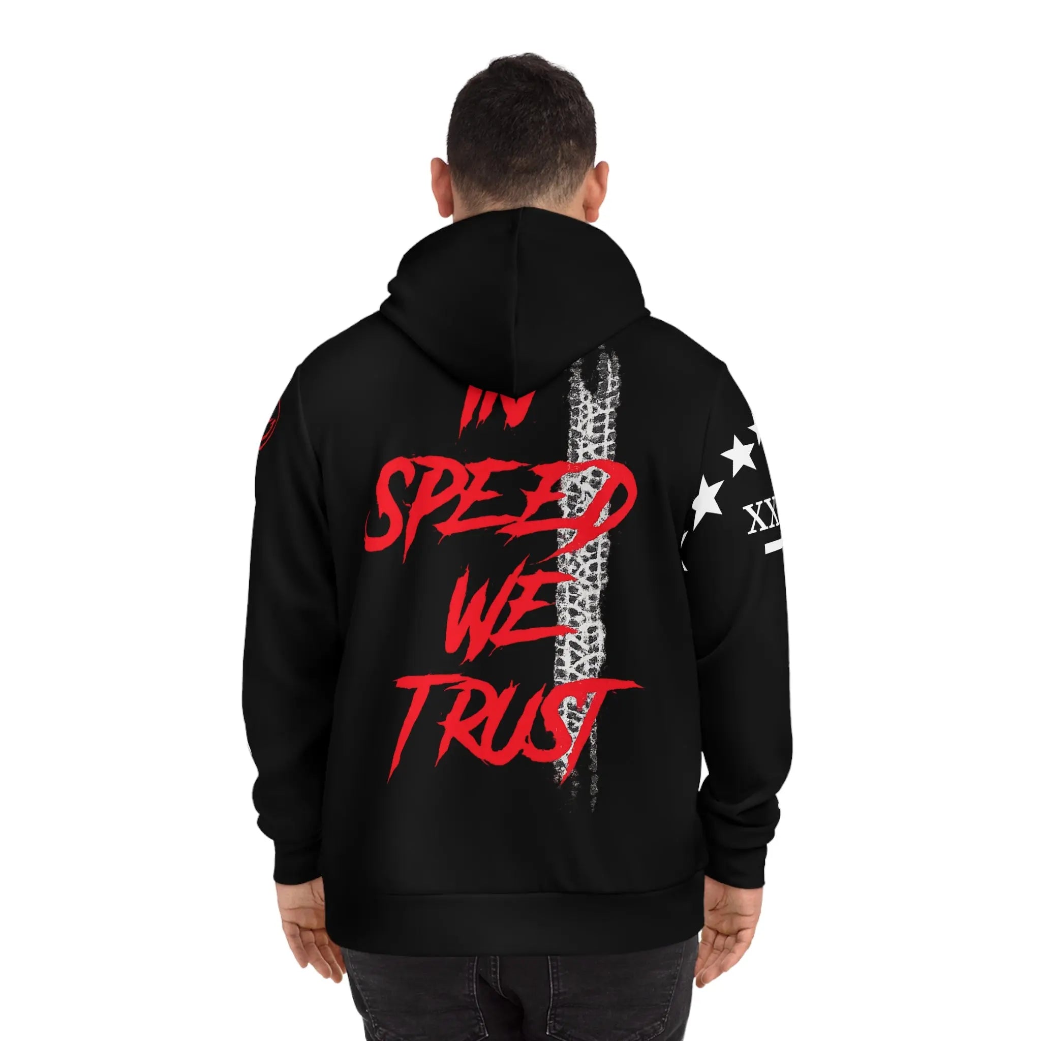 In Speed We Trust Hoodie - Light Weight Polyester Printify