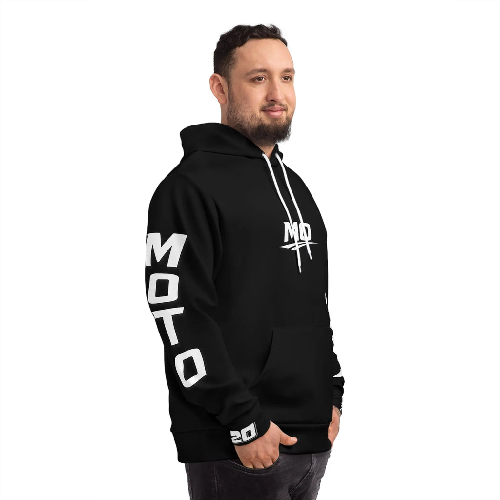 Black Men's Moto Omerta Hoodie - Light Weight Polyester Printify