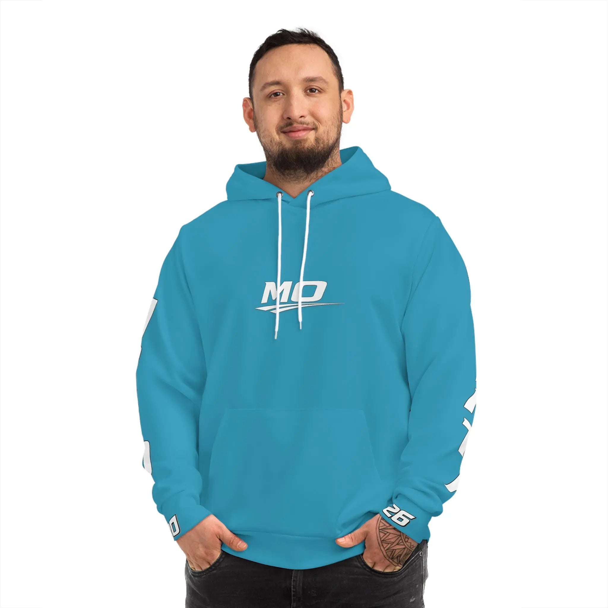 Turquois Men's Moto Omerta Hoodie - Light Weight Polyester Printify