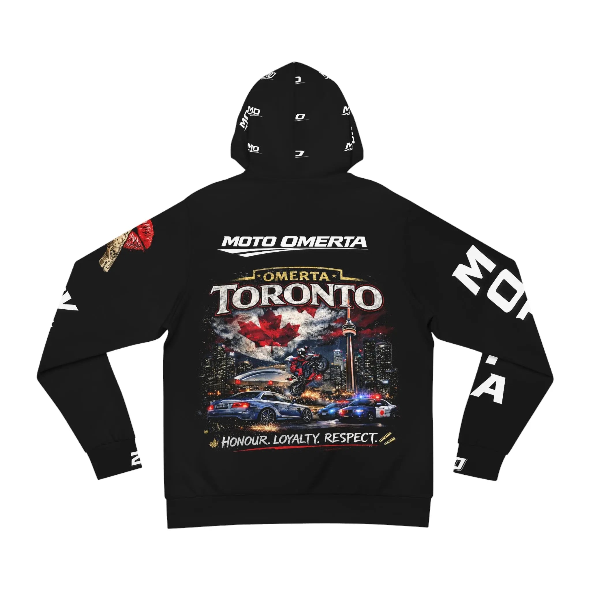 MO Toronto Black Hoodie - Light Weight Polyester Printify