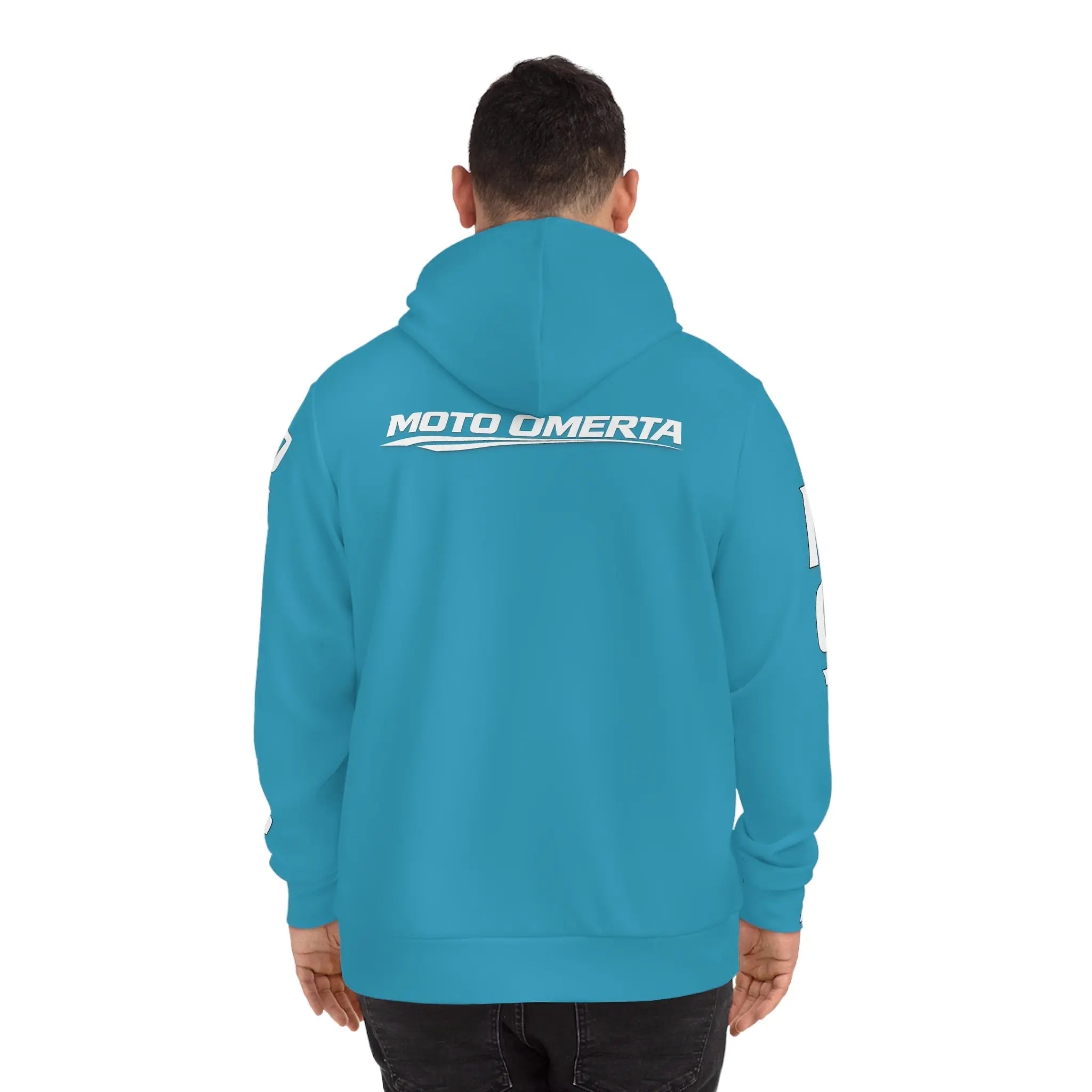 Turquois Men's Moto Omerta Hoodie - Light Weight Polyester Printify