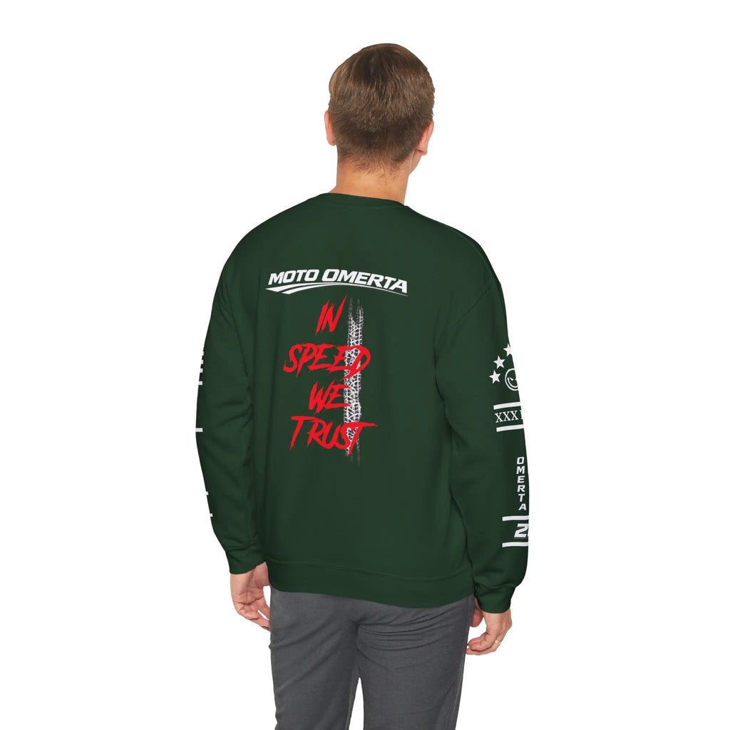 Men's MOTO OMERTA “In Speed We Trust” Crewneck Printify