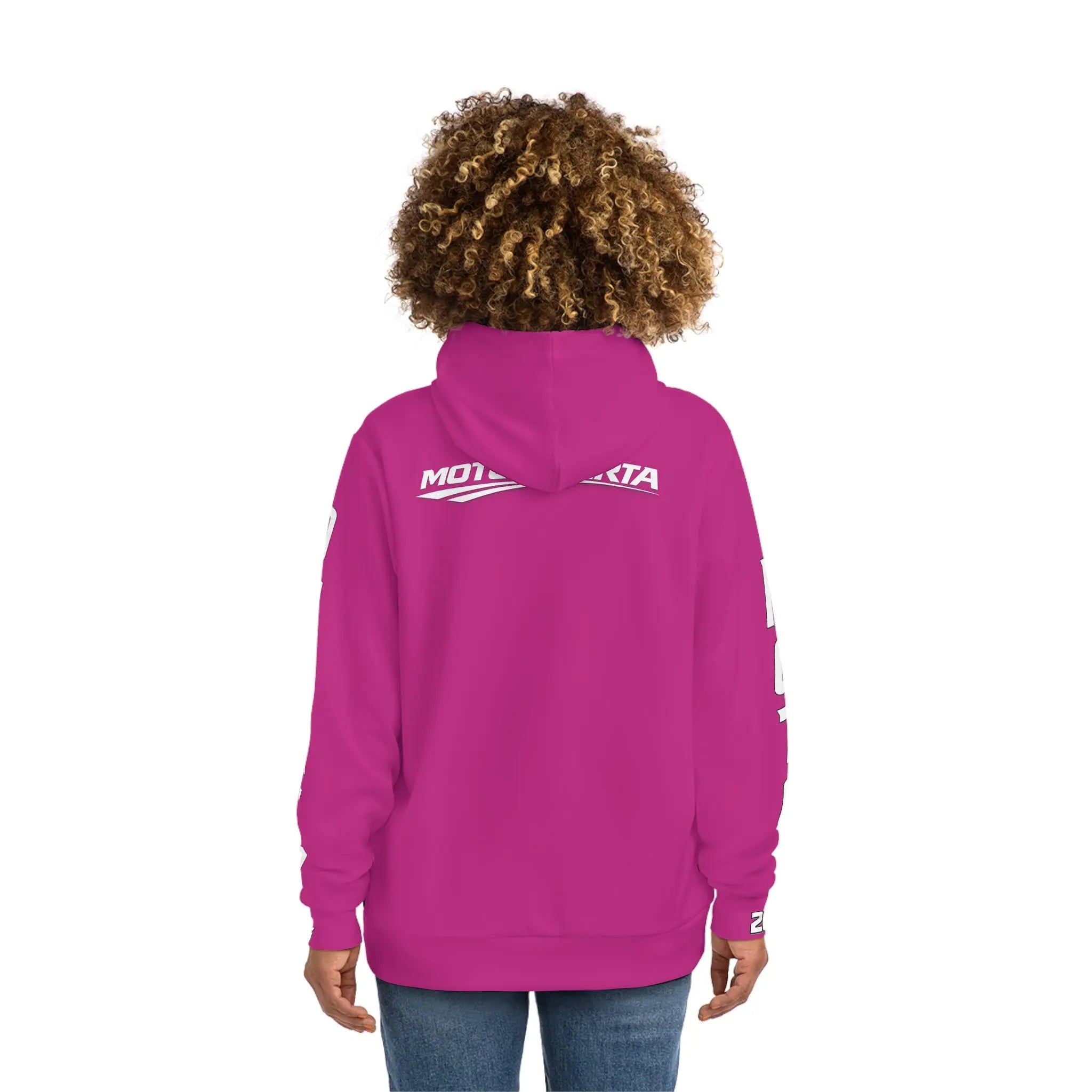 Pink Women's Moto Omerta Hoodie - Light Weight Polyester Printify