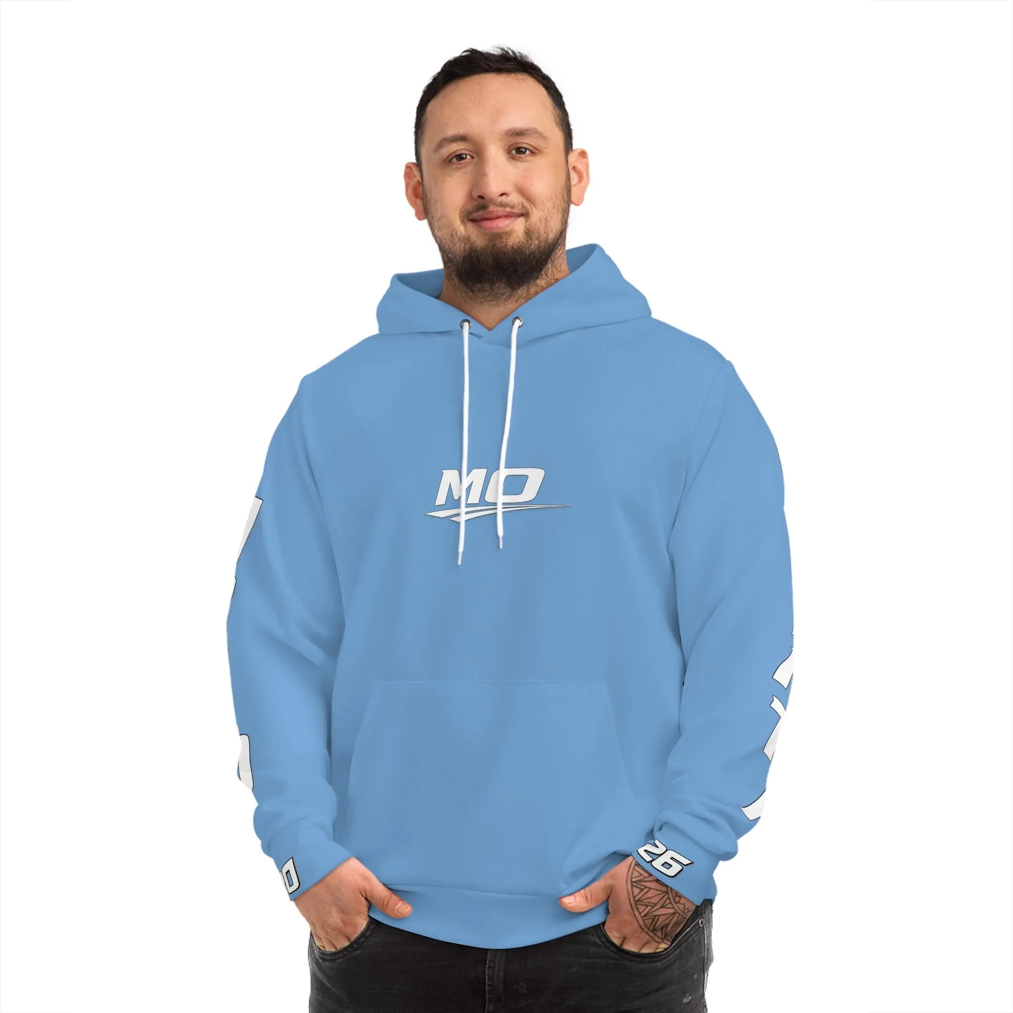 Light Blue Men's Moto Omerta Hoodie - Light Weight Polyester Printify