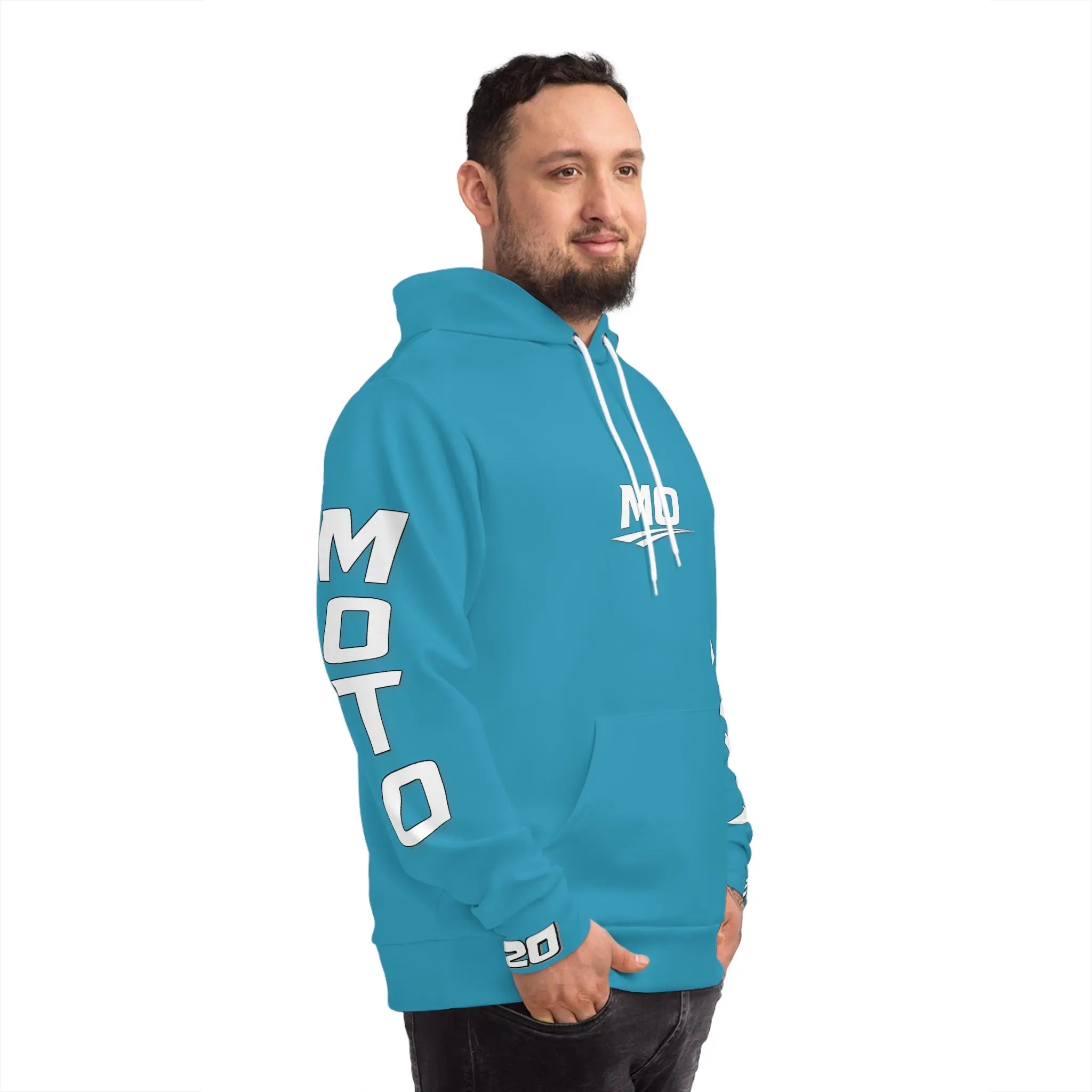 Turquois Men's Moto Omerta Hoodie - Light Weight Polyester Printify
