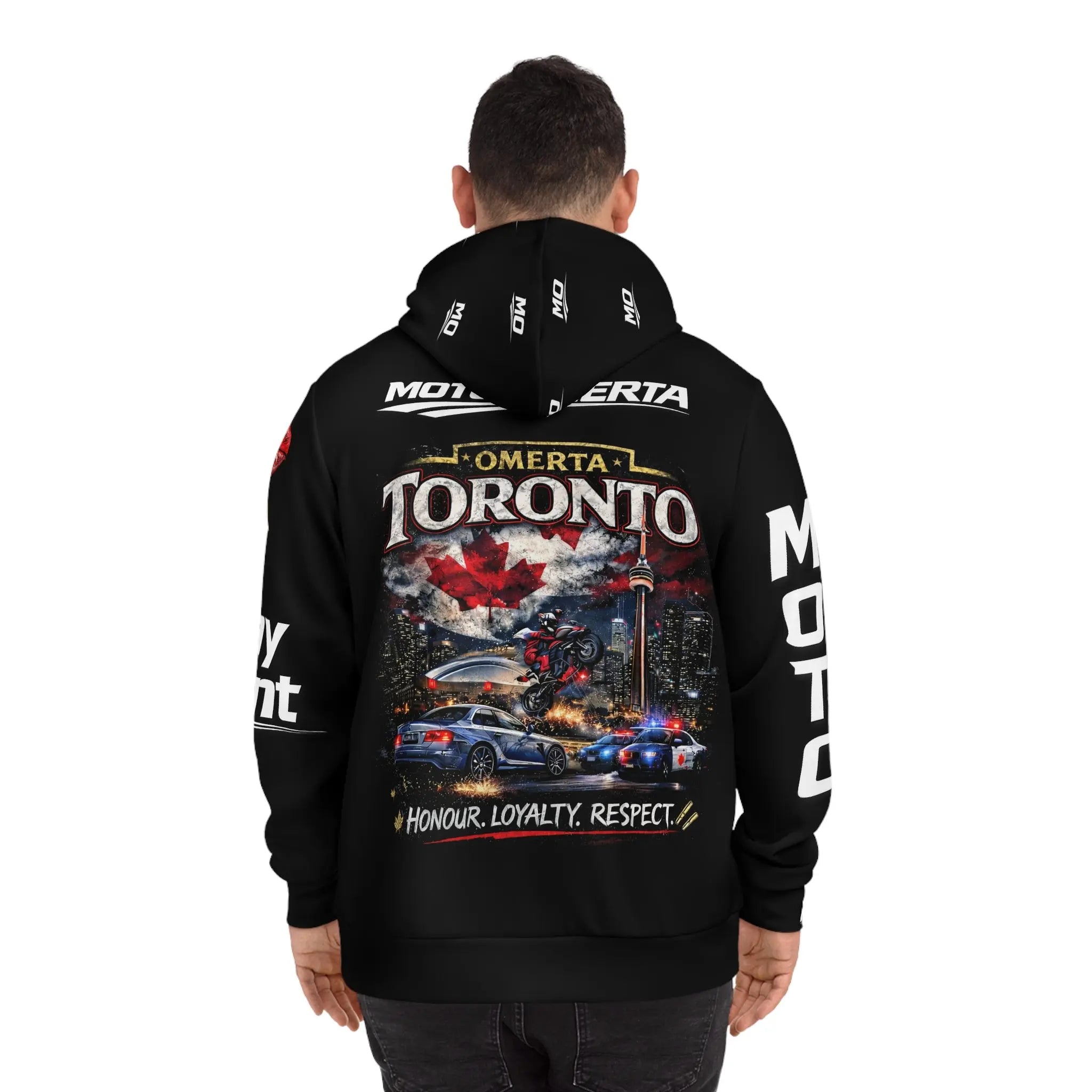 MO Toronto Black Hoodie - Light Weight Polyester Printify