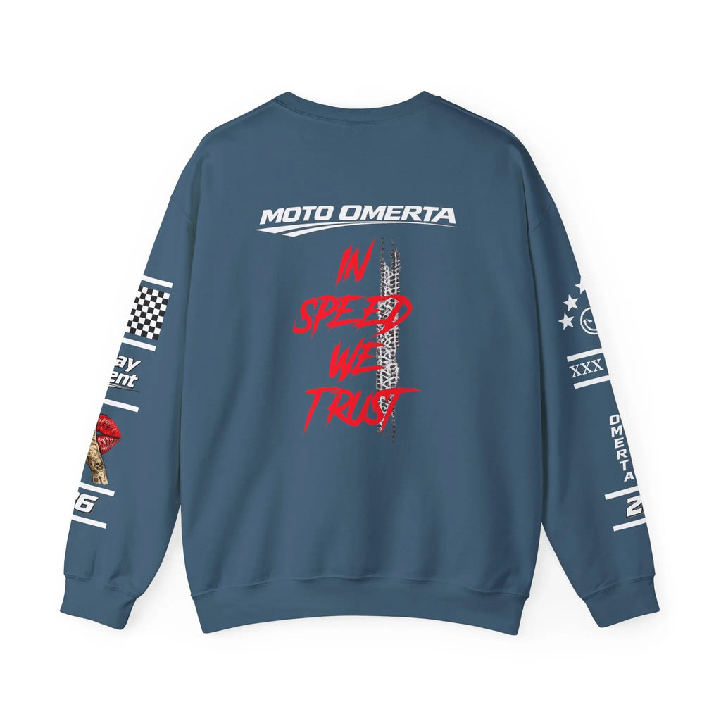 Men's MOTO OMERTA “In Speed We Trust” Crewneck Printify